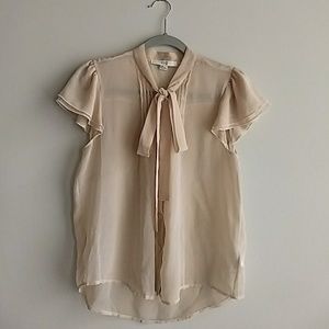 Sheer Cream Button-up Blouse